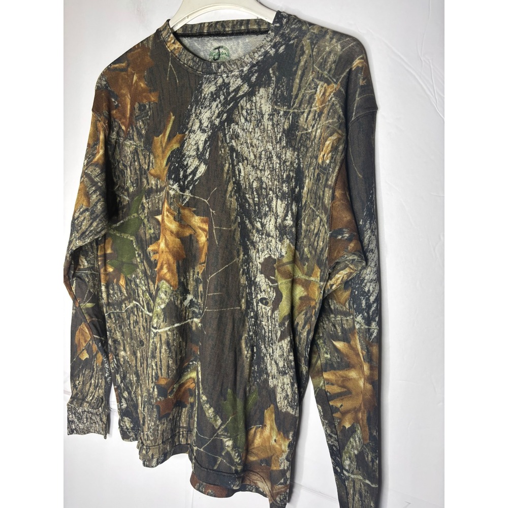 VTG Cabelas Mens Camo Long Sleeve Thermal Shirt Base Layer Forest Oak XL Regular